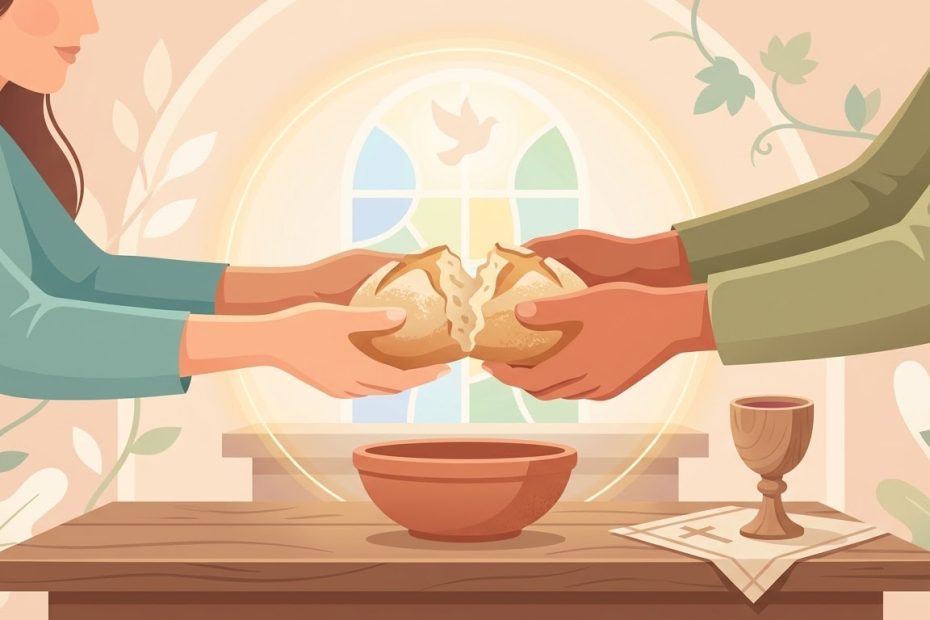Amore Fraterno - due paia di mani che si uniscono per condividere un pane spezzato